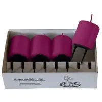 Kopschitz Kerzen 4er Set Adventskerzen mit Safety Clip und Kerzenstecker (Haltekrallen) Brombeere 6 x ? 5 cm