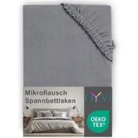 NYVI Spannbettlaken DreamScience Mikroflausch - Kuschelweiches & Wärmendes Bettlaken Spannbetttuch 140x200 - 160x200 cm grau