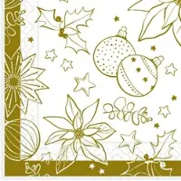 Mank Tissue Serviette Milan in Weiss, 33 x 33 cm, 100 Stück - - Weihnachtssserviette Weihnachtskugeln Amaryllis