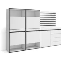Skraut Home Schuhschrank, Platzsparender Schrank, 227x35x145 cm, Schlafzimmer, Kommode, Dekorative Paneele, Modern Style, Weiß _ 459_47