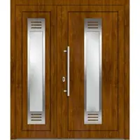 Haustuerenland.de Kunststoff Haustür zweiflügelig "NINA" 71 mm Golden Oak holzähnlich beidseitig innen öffnend DIN links