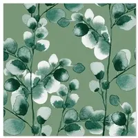 Papstar 10 X 20 Servietten, 3-lagig 1/4-Falz 33 cm x 33 cm "Eucalyptus"