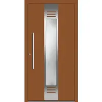 Haustuerenland.de Aluminium Haustür "NINA" 60 mm RC2 flügelüberdeckend Lehmbraun RAL 8003 beidseitig innen öffnend DIN links