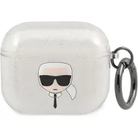 Karl Lagerfeld , Cover für Airpods 3 Glitter Chic aus TPU Hohe Qualität, Weiß