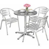 Mojawo Bistrogarnitur 4-teilig Balkonset Rund Aluminium - Edelstahl