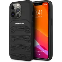 Mercedes Amg Amhcp14lgsebk Iphone 14 Pro 6.1 Leather Debossed Lines Handyhülle