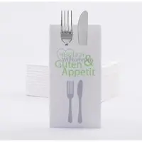 Sovie HORECA Besteckserviette Herzlich Willkommen in Grün aus Linclass Airlaid 40 x 40 cm, 100 Stück - Bestecktasche