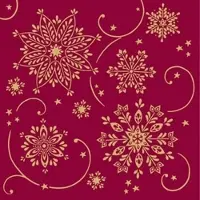 Mank Serviette Airlaid Cristal in Bordeaux, 40 x 40 cm, 50 Stück - Weihnachten Schneeflocken