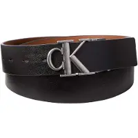 Calvin Klein Ledergürtel "CK BUCKLE TUMBLED 35MM ADJ/REV", Herren, Gr. 90, schwarz, ck cognac, antique silber, Web, Rindsleder, unifarben, Gürtel Ledergürtel, Umkehrbar