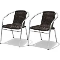 Mojawo 2 Stück Stabiler Aluminium / Polyrattan Bistrostuhl stapelbar