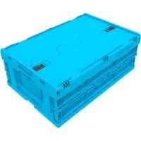 Walther design Faltbox aus PP, I 44 l, mit anscharniertem Deckel, blau, stapelbar