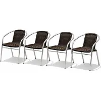 Mojawo 4 Stück Stabiler Aluminuim / Polyrattan Bistrostuhl stapelbar