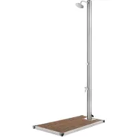 vidaXL Gartendusche mit Brauner Bodenplatte 220 cm Edelstahl