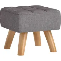 HOMCOM FUSSHOCKER Hocker Moderner Sitzhocker mit Leinenoptik, Holzbeine, Grau