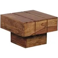 KADIMA DESIGN Beistelltisch Massivholz Sheesham Wohnzimmertisch 44 x 44 x 30 cm Couchtisch Massiv Landhaus Cube quadratisch