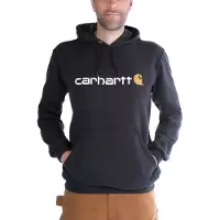 Carhartt Pullover Signature Logo Hooded Sweatshirt Men Black-S