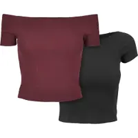 Urban Classics T-Shirt "Damen Ladies Off Shoulder Rib Tee 2-Pack" 1 Stk.