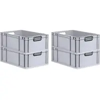 Proregal SuperSparSet 4x Eurobox Nextgen Color HxBxT 22x40x60cm 44 Liter Griffe Schwarz Offen Grau Eurobehälter Transportbox Transportbehälter