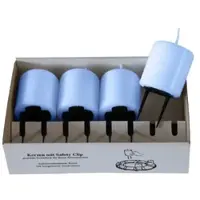 Kopschitz Kerzen 4er Set Adventskerzen mit Safety Clip und Kerzenstecker (Haltekrallen) Flieder Blau 8 x ? 5 cm