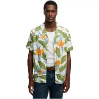 Superdry für Herren. M4011128A Hemd Hawaii grün (L), Lässig, Modal, Kurzarm