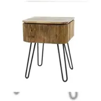 KAWOLA Nachttisch HEVE Beistelltisch abgerundet Mangoholz massiv natur 1 Schublade