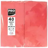 PROnappe SV623909I 30x Tissue-Servietten, Packung mit 40 Stück, mikrogeprägt, 2-lagig, 1/8 Kopffalz, 38x38 cm Rot