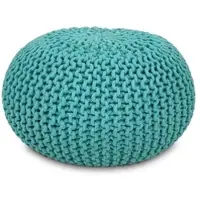 Amagohome Strickhocker XXL Pouf Ø55 H37cm Bodenkissen Sitzpouf Baumwolle nachhaltig : mint
