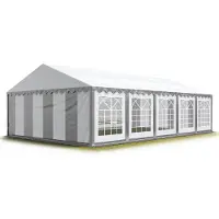 Profizelt24 Partyzelt Festzelt 5x10 m Garten-Pavillon PVC Plane 700 N in grau-weiß Wasserdicht