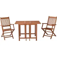 Merxx Gartenmöbel Set 3tlg., 2 Klappsessel, Klappentisch 107x65 cm - Eukalyptus