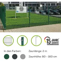 Alberts Doppelstabmattenzaun - Anbauset, Höhe 100 cm, Länge 2 m, anthrazit, zum Einbetonieren