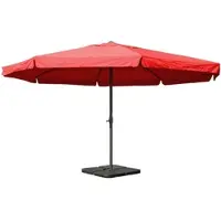 Mendler Sonnenschirm Meran Pro, Gastronomie Marktschirm mit Volant Ø 5m Polyester/Alu 28kg bordeaux mit Ständer