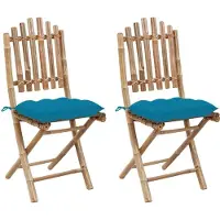 Syfax Klappbare Gartenstühle 2 Stk. mit Kissen Bambus