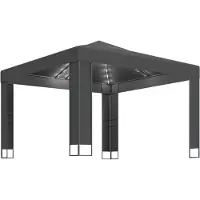 Syfax Pavillon mit Doppeldach & LED-Lichterkette 3x3 m Anthrazit