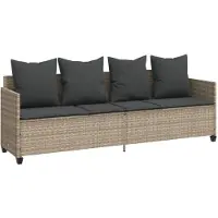 Syfax Sonnenliege mit Kissen Hellgrau Poly Rattan