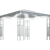 Syfax Pavillon mit LED-Lichterkette 300x300 cm Cremeweiß