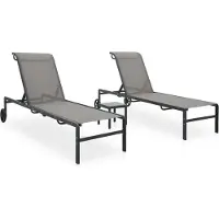 Syfax Sonnenliegen 2 Stk. mit Tisch Textilene und Stahl