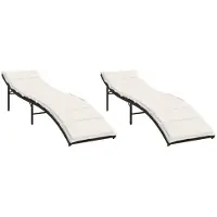 Syfax Sonnenliegen 2 Stk. mit Auflagen Schwarz Poly Rattan