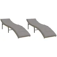 Syfax Sonnenliegen 2 Stk. mit Auflagen Beige Poly Rattan