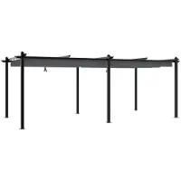 Syfax Gartenpavillon mit Ausziehbarem Dach Anthrazit 3x6 m Aluminium