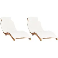 Syfax Sonnenliegen 2 Stk. mit Auflagen Massivholz Teak