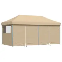 DKD Home Decor Partyzelt Faltbar Pop-Up mit 4 Seitenteilen Beige