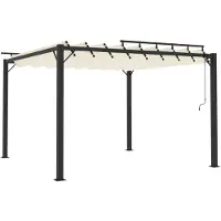 DKD Home Decor Pergola mit Lamellendach 3x3 m Creme Stoff und Aluminium