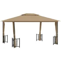 Syfax Pavillon mit Seitenwänden & Doppeldach 3x4 m Taupe