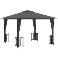 Syfax Pavillon mit Seitenwänden & Doppeldach 3x3 m Anthrazit