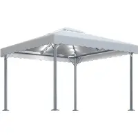Syfax Pavillon mit LED-Lichterkette 300x300 cm Cremeweiß Aluminium
