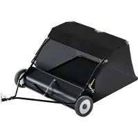 Wiltec Rasenkehrmaschine mit 120 cm Kehrbreite, Rasenkehrer für Aufsitzmäher, Laubsammler mit 415 l Auffangnetz Laubkehrmaschine für Rasentraktor