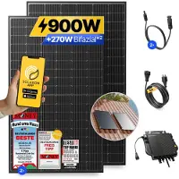 Solakon Balkonkraftwerk 900W Solaranlage mit Ziegeldach Halterung (Einzelmontage) Steckerfertig Komplettset Photovoltaik Anlage 800W, Kabellänge: 5m,