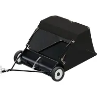 Wiltec Rasenkehrmaschine mit 105 cm Kehrbreite, Rasenkehrer für Aufsitzmäher, Laubsammler mit 365 l Auffangnetz Laubkehrmaschine für Rasentraktor