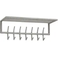KADIMA DESIGN Wandgarderobe Metall Silber 74,5x29x30 cm Flurgarderobe mit Ablage, Design Hakenleiste Wandpaneel Stahl, Garderobe Wand mit Hutablage,