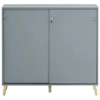 Proregal Möbelpartner Aktenschrank Jaguar Large | HxBxT 92,6x100x41cm | 2 Fächern & 2 abschließbare Schiebetüren | Blau | Büroschrank von
